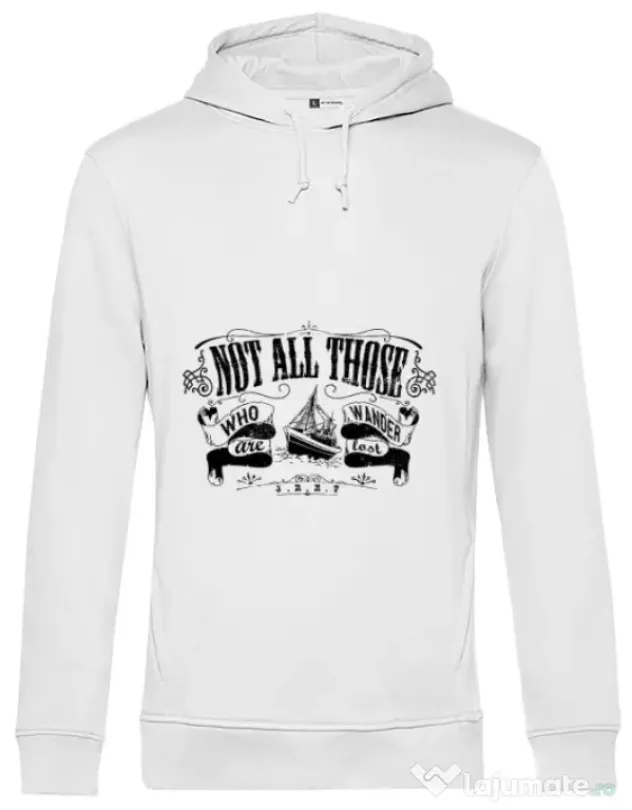 Hoodie barbat cu gluga Not lost Alb