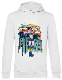 Hoodie barbat cu gluga Bad girl Alb