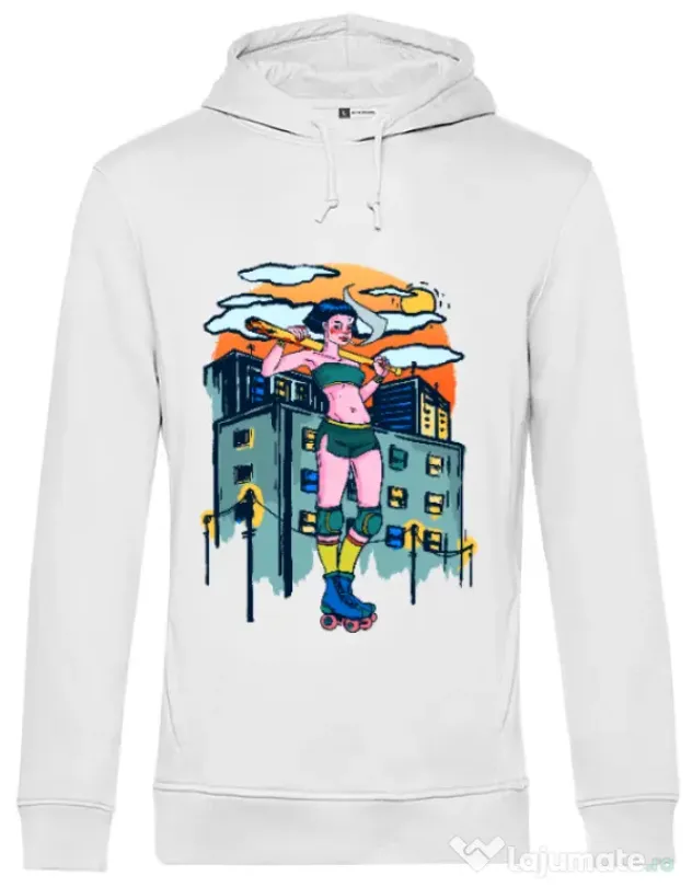 Hoodie barbat cu gluga Bad girl Alb