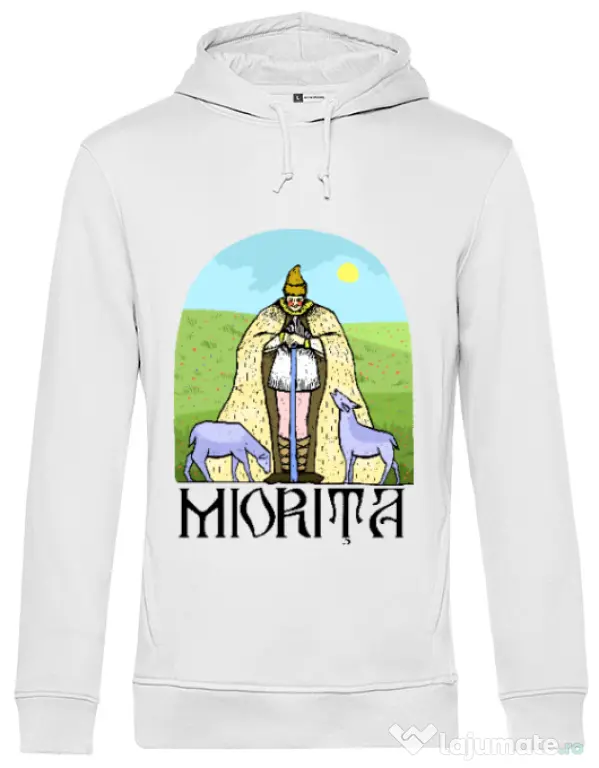 Hoodie barbat cu gluga Miorita Alb