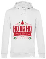 Hoodie barbat cu gluga Ho ho ho Merry Christmas Alb