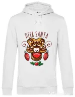 Hoodie barbat cu gluga Deer santa Alb