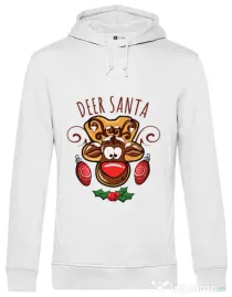 Hoodie barbat cu gluga Deer santa Alb