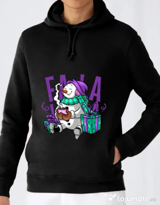 Hoodie barbat cu gluga Christmas Carol Negru