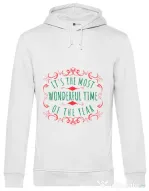 Hoodie barbat cu gluga Most wonderful time Alb