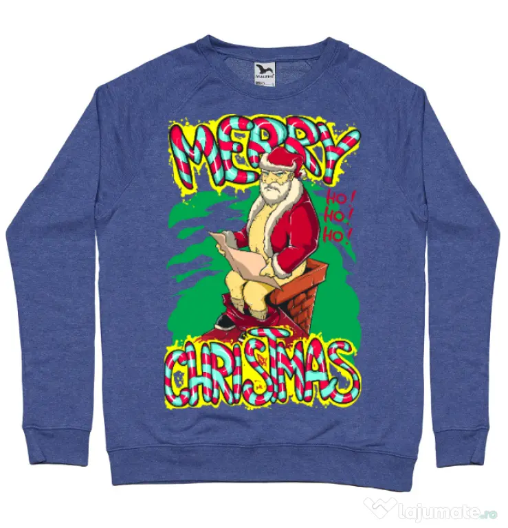 Bluza ADLER barbat Naughty Santa Albastru melanj