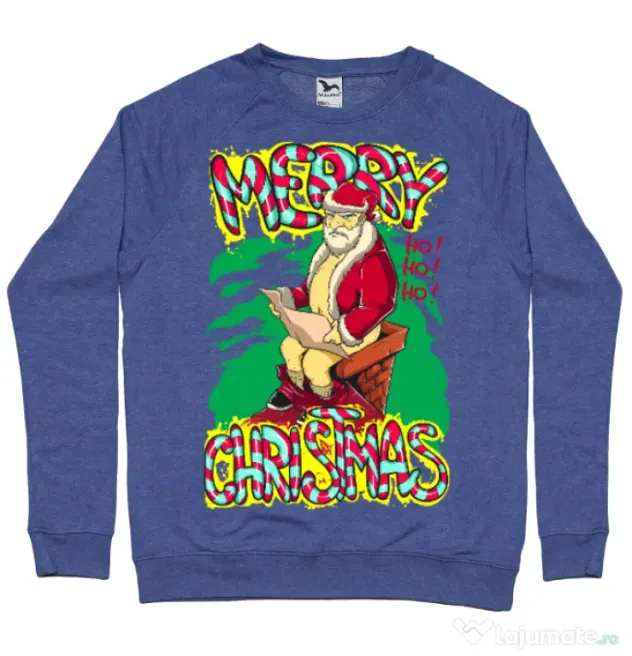 Bluza ADLER barbat Naughty Santa Albastru melanj