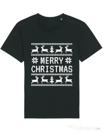 Tricou STANLEY STELLA barbat Merry Christmas Ugly Sweater Negru