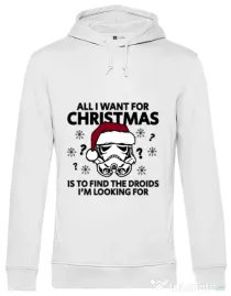 Hoodie barbat cu gluga Christmas Trooper Alb