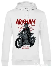 Hoodie barbat cu gluga Arkham garage Alb