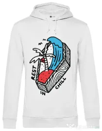 Hoodie barbat cu gluga Rest in chill Alb