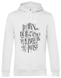 Hoodie barbat cu gluga Learn the rules Alb