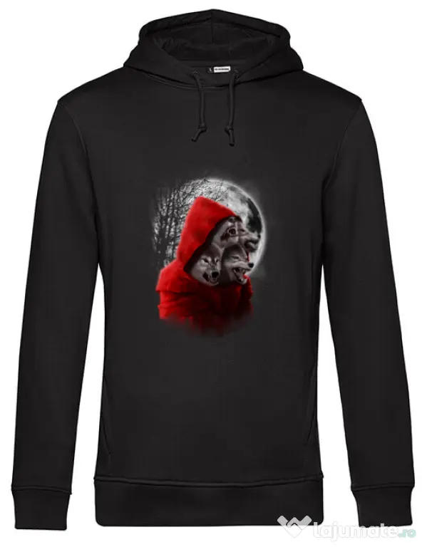 Hoodie barbat cu gluga Wolf hood Negru