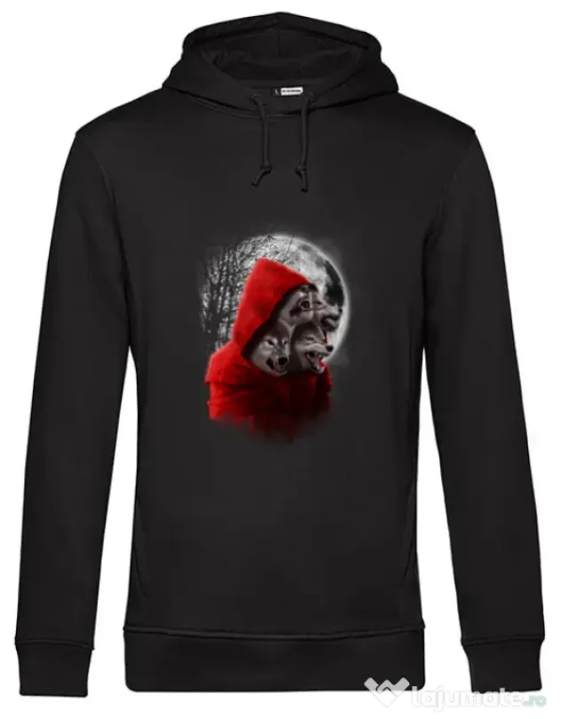 Hoodie barbat cu gluga Wolf hood Negru