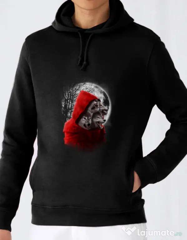 Hoodie barbat cu gluga Wolf hood Negru