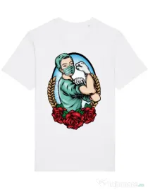 Tricou STANLEY STELLA barbat Rockabilly Nurse Alb