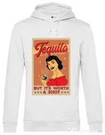 Hoodie barbat cu gluga Worth a shot Alb