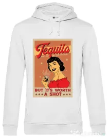 Hoodie barbat cu gluga Worth a shot Alb
