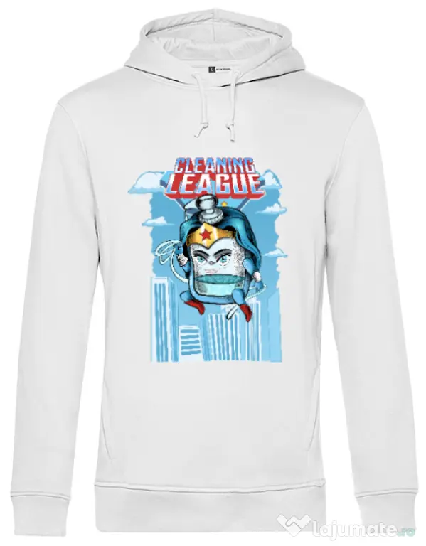 Hoodie barbat cu gluga Cleaning league gel Alb