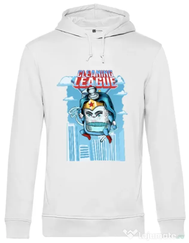Hoodie barbat cu gluga Cleaning league gel Alb