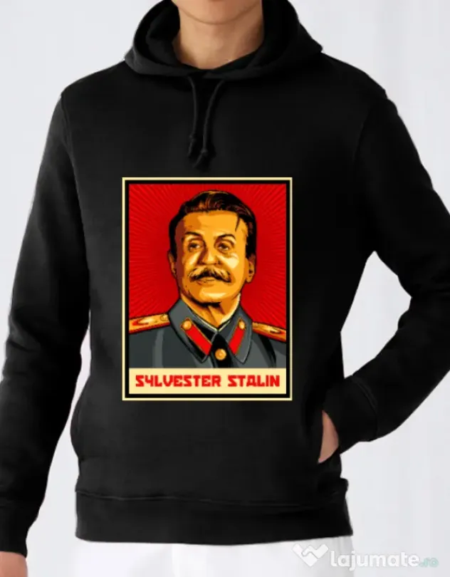 Hoodie barbat cu gluga Sylvester Stalin Negru