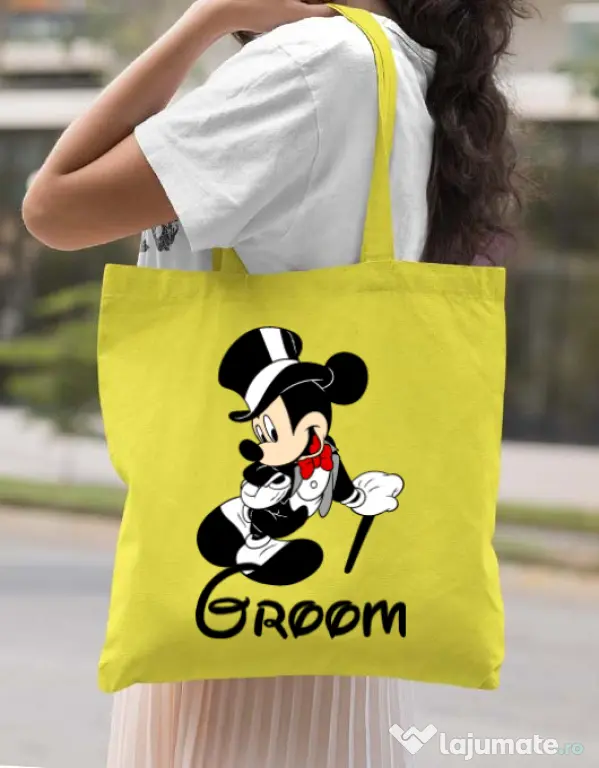 Sacosa personalizata Mire Groom Mickey Galben