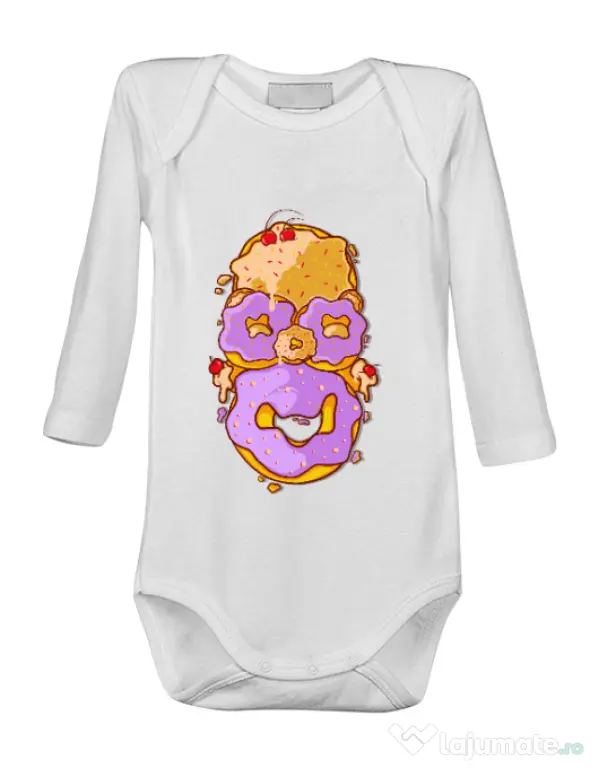 Baby body Homer Donut Alb