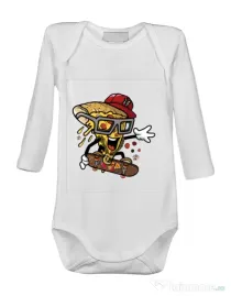 Baby body Pizza Skater Alb