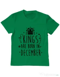 Tricou ADLER copil Kings are born in December Verde mediu