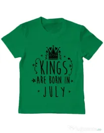 Tricou ADLER copil Kings are born in July Verde mediu