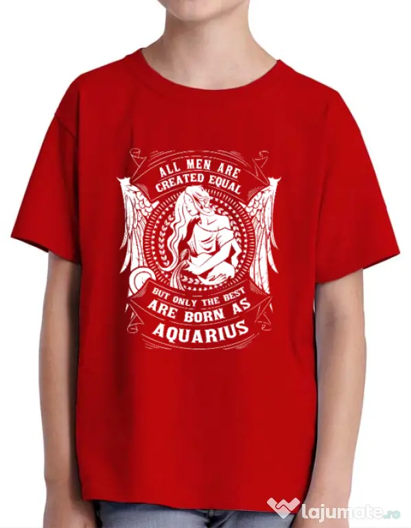 Tricou ADLER copil The best men are born as Aquarius Rosu