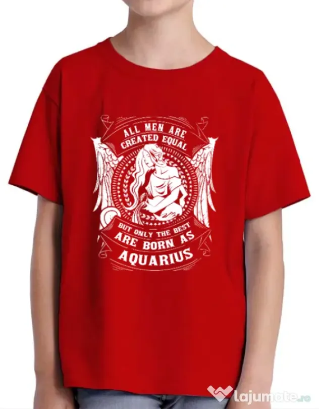Tricou ADLER copil The best men are born as Aquarius Rosu