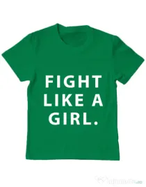 Tricou ADLER copil Fight like a girl Verde mediu