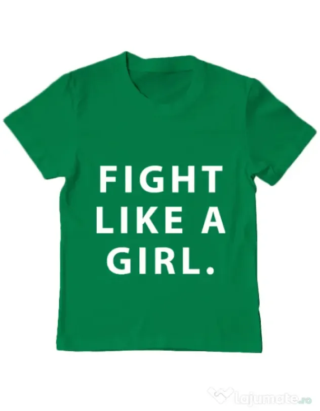 Tricou ADLER copil Fight like a girl Verde mediu