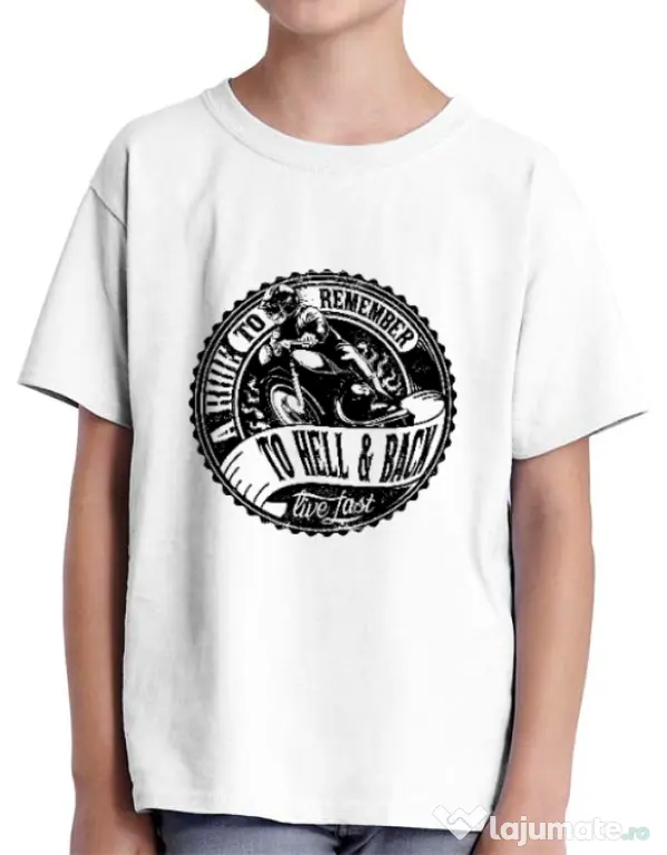 Tricou ADLER copil A ride to remember Alb
