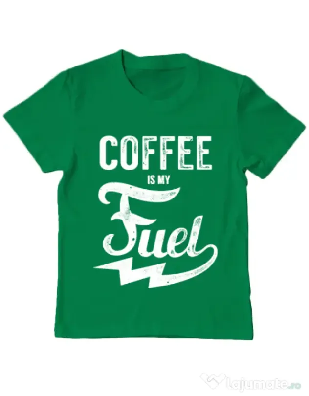 Tricou ADLER copil Coffee is my fuel Verde mediu