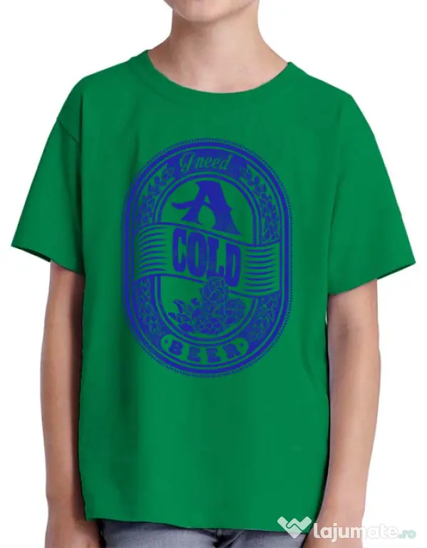 Tricou ADLER copil I need beer Verde mediu