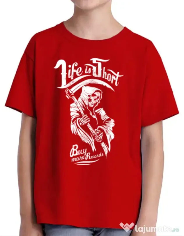 Tricou ADLER copil Life is short Rosu
