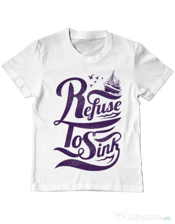 Tricou ADLER copil Refuse to sink Alb