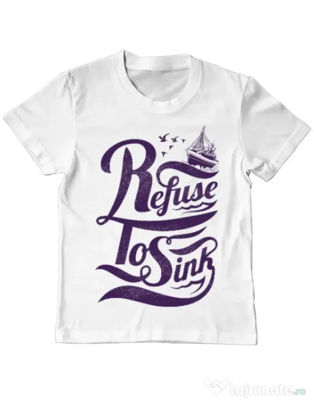 Tricou ADLER copil Refuse to sink Alb