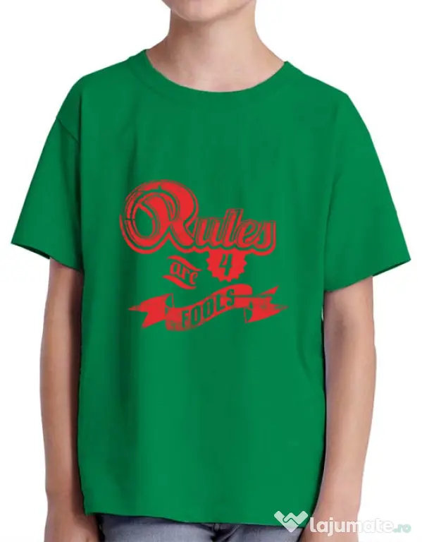 Tricou ADLER copil Rules are for fools Verde mediu