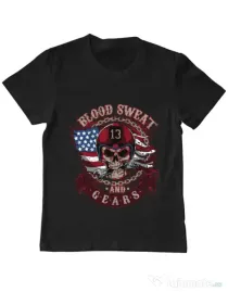 Tricou ADLER copil Blood sweat and gears Negru