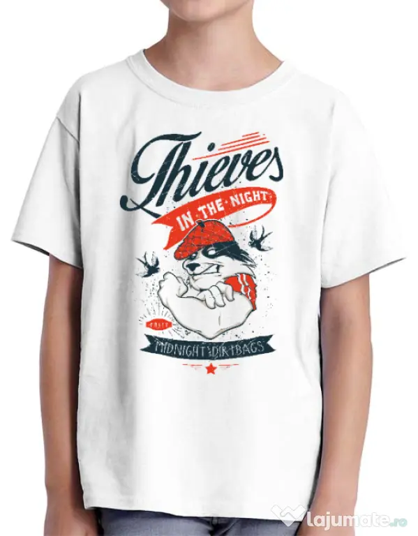 Tricou ADLER copil Thieves in the Night Alb