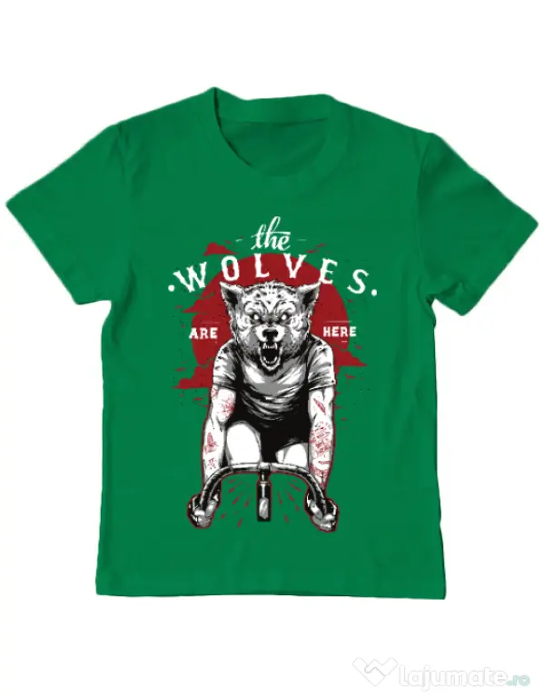 Tricou ADLER copil The wolves are here Verde mediu