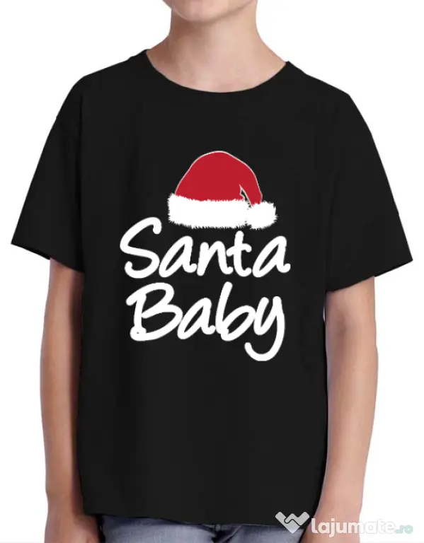 Tricou ADLER copil Santa baby Negru