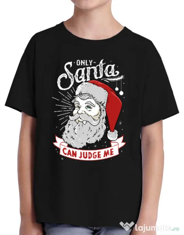 Tricou ADLER copil Only santa can judge me Negru
