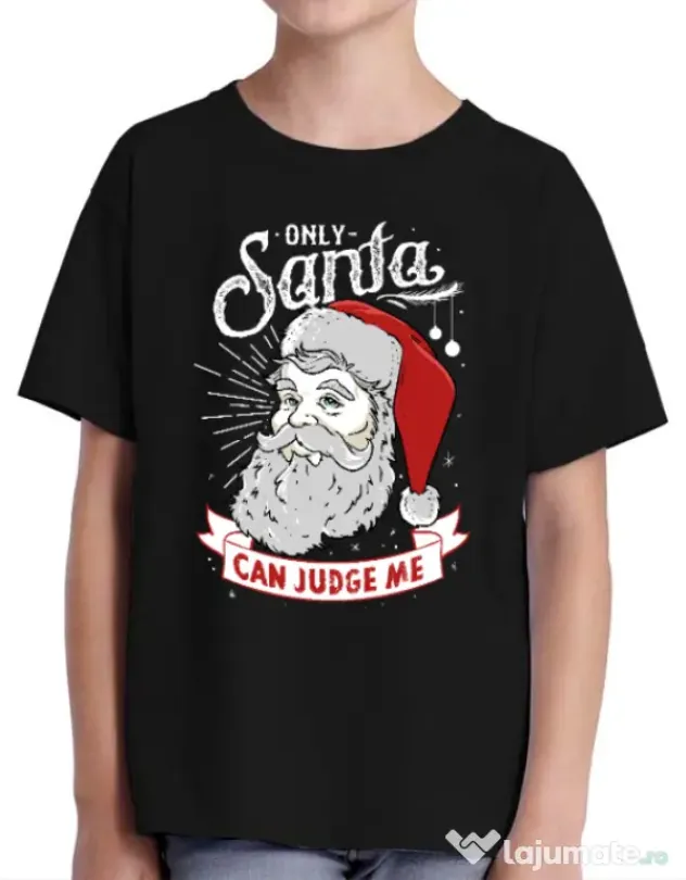 Tricou ADLER copil Only santa can judge me Negru