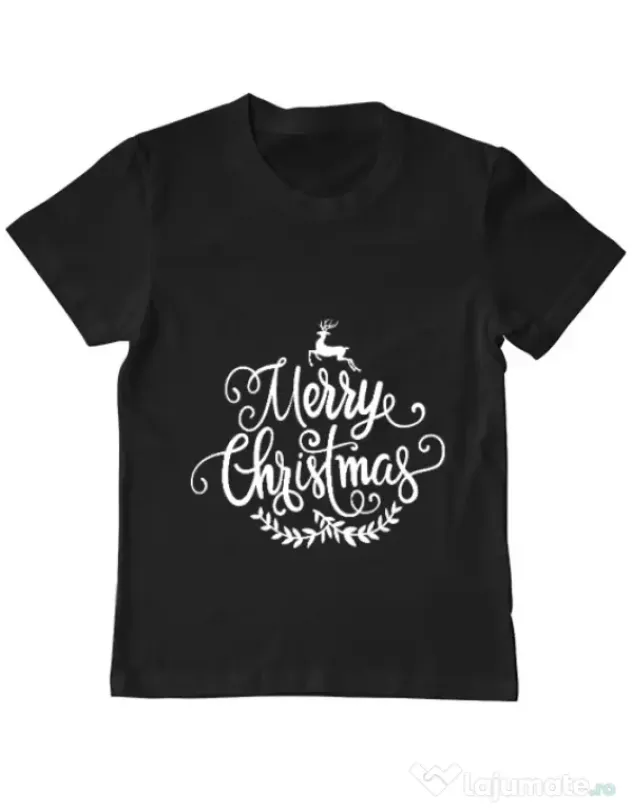 Tricou ADLER copil Merry Christmas Negru