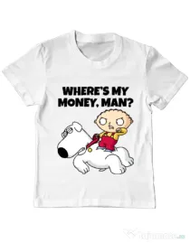 Tricou ADLER copil Where s my money Alb