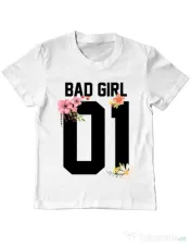 Tricou ADLER copil Bad girl Alb 